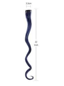 Clip In Long Body Wave Synthetic Hair Extension - Navy Blue - View 3