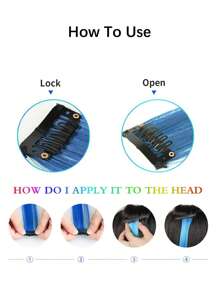 Clip In Long Body Wave Synthetic Hair Extension - Navy Blue - View 4