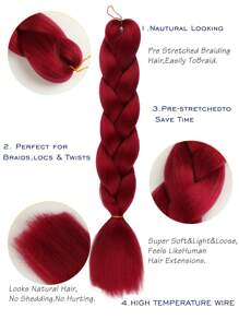 Pack of 6 Large Braiding Hair 24Inch Suitable For Women And Children Daily Holidays And Cosplay Braided Wear BUG Wine red Fashion Synthetic Hair Crochet Hair Extensions Useful and Deft High Temperature Hair - Burgundy - View 5