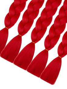 Paquete de 6 cabellos trenzados grandes de 24 pulgadas, adecuados para mujeres y niños, días festivos diarios y cosplay, ropa trenzada, cabello sintético de moda rojo, extensiones de cabello de ganchillo, cabello útil y hábil para altas temperaturas - Rojo - Ver 5