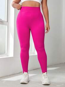 Yoga Trendy 大碼收復運動打底褲 - 玫紅色 - 查看 5