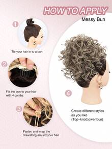 nimoki Short Body Wave Synthetic Hair Buns - Grey - View 5