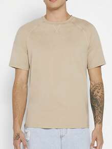 Manfinity NiteLyfe Men Solid Raglan Sleeve Tee - Khaki - View 1