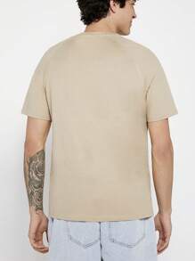 Manfinity NiteLyfe Men Solid Raglan Sleeve Tee - Khaki - View 2