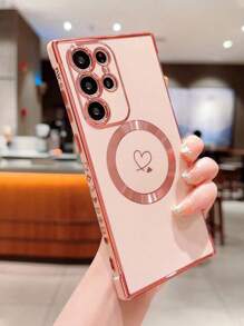 磁性愛心圖案手機外殼 - 粉色 - 查看 1