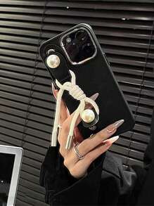 Phone Case With Rope Design Wristband - Black - View 2