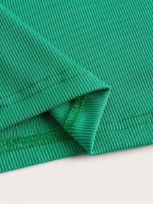 SHEIN Essnce Vestido tank de cuello alto de muslo con abertura - Verde - Ver 3