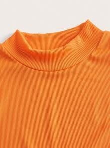 SHEIN Essnce Solid Split Thigh Tank Dress - Orange - View 4