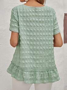 EMERY ROSE 素色荷葉邊襯衫 - 薄荷綠 - 查看 2