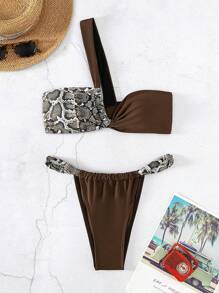 蛇紋比基尼泳裝 - 棕色 - 查看 1