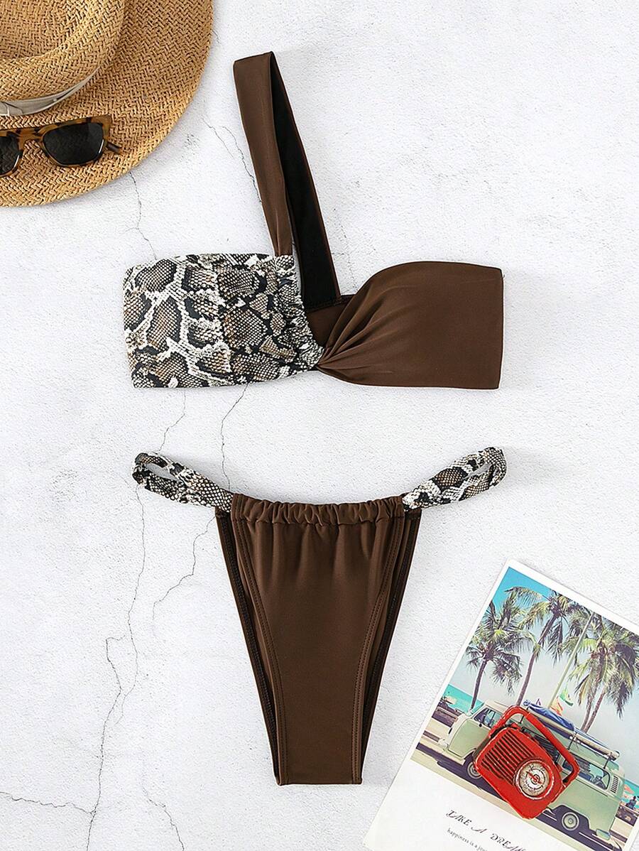 蛇紋比基尼泳裝 - 棕色 - 查看 1