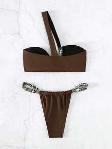 蛇紋比基尼泳裝 - 棕色 - 查看 2