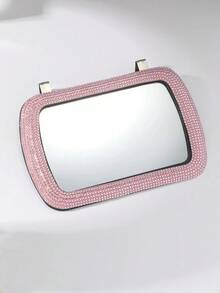 1 chiếc Gương trang điểm trang trí bằng đá trang trí bằng kim cương giả cho ô tô có kẹp - Hồng - Xem 6