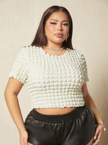 SHEIN SXY Áo thun Plus size màu trơn Giải trí - Màu be - Xem 1