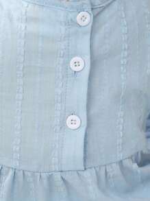 SHEIN Đầm em bé Xù màu trơn - Màu xanh lam - Xem 5