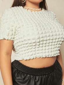 SHEIN SXY Áo thun Plus size màu trơn Giải trí - Màu be - Xem 6