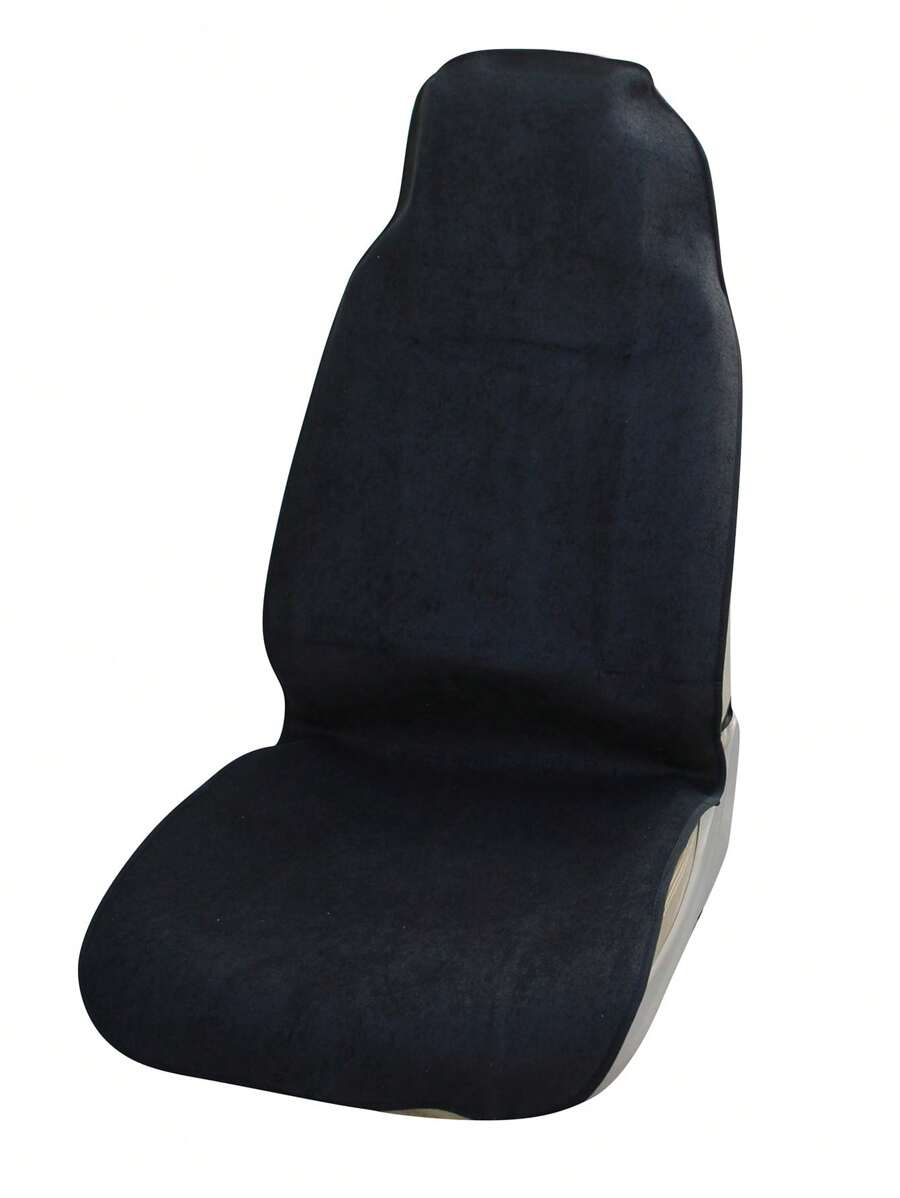 1pc Waterproof Towel Cloth Car Seat Cover - Black - View 1