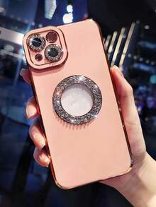 Rhinestone Decor Phone Case - Pink - View 1