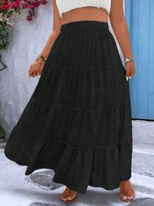 Breezaya Plus Ruffle Hem Skirt - Black - View 4