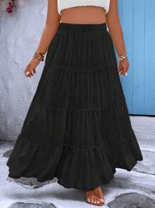 Breezaya Plus Ruffle Hem Skirt - Black - View 5