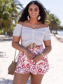 SHEIN VCAY Skort con estampado floral de cintura con volante - Multicolor - Ver 6