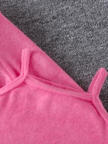 SHEIN Đầm bé gái Quần paper-bag màu trơn Giải trí - Màu Hồng Tươi - Xem 4