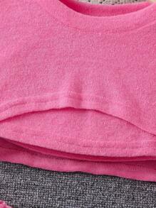 SHEIN Đầm bé gái Quần paper-bag màu trơn Giải trí - Màu Hồng Tươi - Xem 5