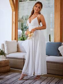 Simplee Crisscross Backless Wrap Hem Cami Dress - White - View 5