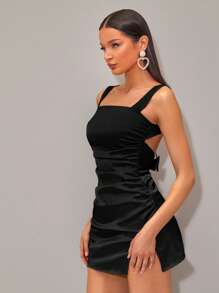 SHEIN BAE Tie Backless Satin Cami Dress