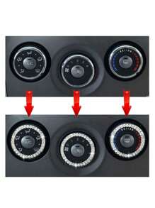 1 pieza Pegatina con diseño de diamante de imitación de vidrio de coche un comienzo con botón - Plateado - Ver 3