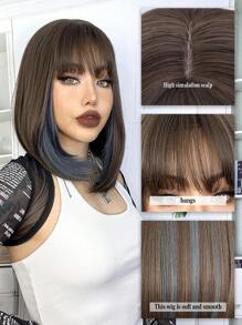 Tóc giả màu nâu nổi bật màu xanh lam dài vừa phải có tóc mái Tóc giả nữ thời trang 16 inch Tóc giả tổng hợp chịu nhiệt sử dụng hàng ngày thân thiện với người mới bắt đầu, Thích hợp cho nhiều dịp khác nhau, bao gồm Thứ Sáu Đen, Giáng sinh, Năm mới, tiệc tùng, kỳ nghỉ, mùa đông - Nhiều màu - Xem 4