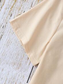 SHEIN LUNE 棕櫚樹和太陽印花T恤 - 杏色 - 查看 4