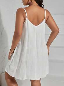 SHEIN VCAY Plus Solid Cami Dress - White - View 2