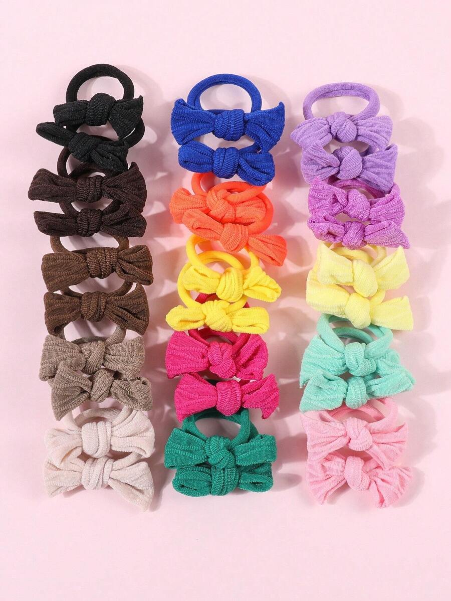 30pcs Girls Bow Decor Cute Hair Tie For Daily Life