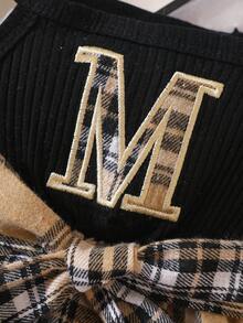 Baby Tartan & Letter Graphic Cami Dress - Multicolor - View 4