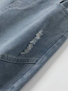 Tween Boy 休闲破洞牛仔裤，带袖口设计