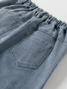 Tween Boy 休闲破洞牛仔裤，带袖口设计