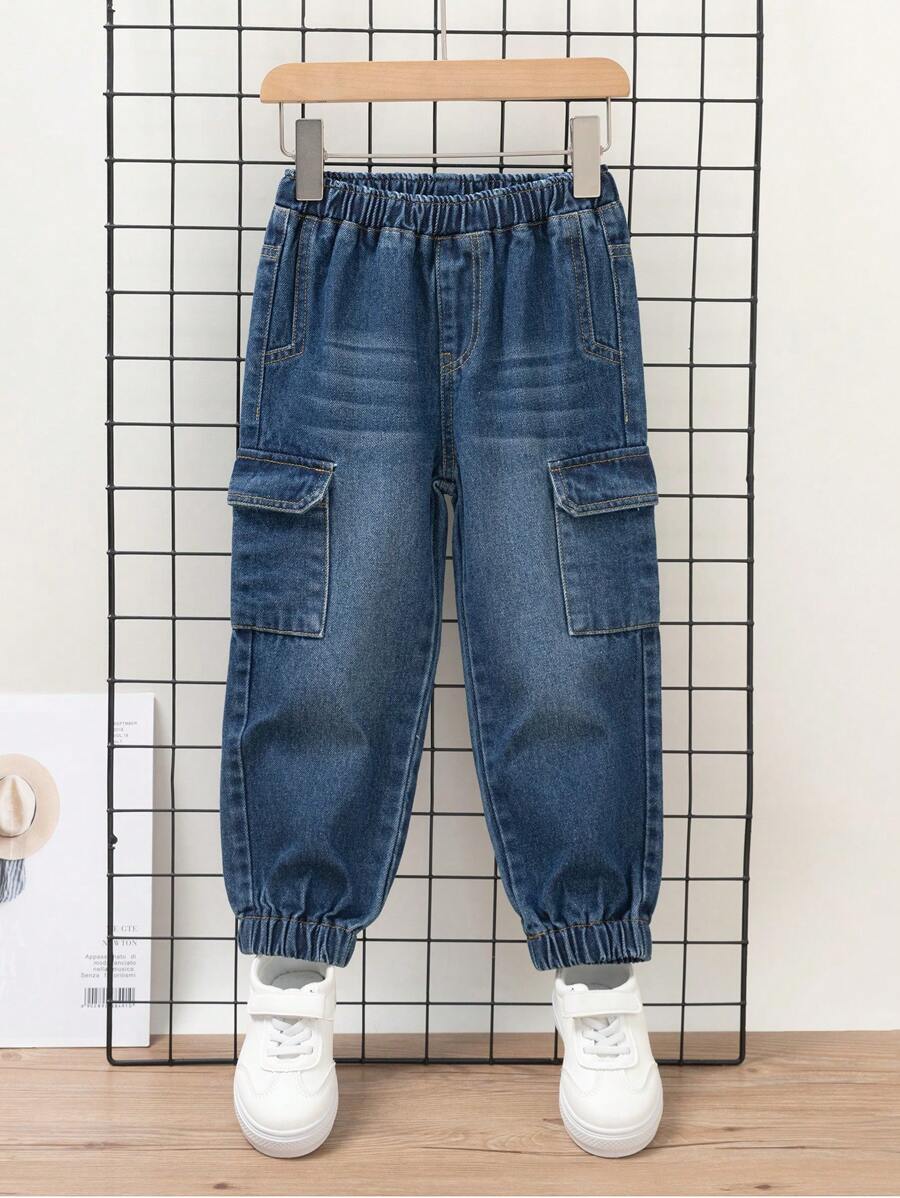 SHEIN Young Boy Flap Pocket Cargo Jeans Summer Holiday