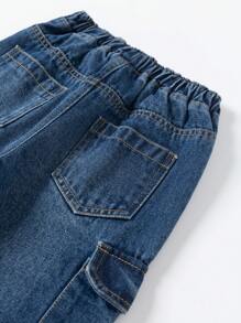 SHEIN Young Boy Flap Pocket Cargo Jeans Summer Holiday