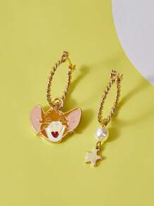 TOM & JERRY X SHEIN 3入組/套可愛鋅合金貓和滑鼠裝飾耳環適合女士日常裝飾 - 彩色 - 查看 7