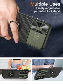 Vỏ điện thoại từ tính có giá đỡ nhẫn & nắp máy ảnh trượt - Nhiều màu - Xem 4