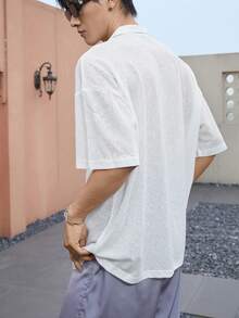 Manfinity Hypemode Men Solid Drop Shoulder Polo Shirt - White - View 2