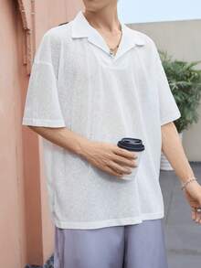 Manfinity Hypemode Men Solid Drop Shoulder Polo Shirt - White - View 6