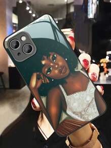 1pc Soft Girl Series Glass Phone Case Compatible With Iphone 16 Pro Max/16 Pro/16 Plus/16, A55/A54/A53, S24 Plus/S24 Ultra/S24 FE/S24, Pixel 9/9 Pro/9 Pro XL