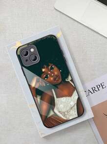 1pc Soft Girl Series Glass Phone Case Compatible With Iphone 16 Pro Max/16 Pro/16 Plus/16, A55/A54/A53, S24 Plus/S24 Ultra/S24 FE/S24, Pixel 9/9 Pro/9 Pro XL