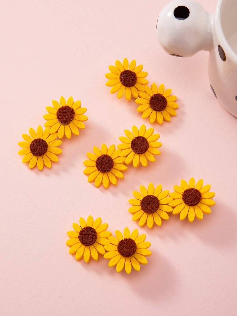 2pcs Sunflower Decor Pet Hair Clip - Yellow - View 1