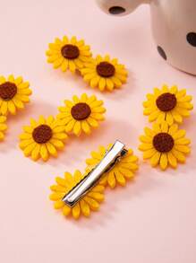2pcs Sunflower Decor Pet Hair Clip - Yellow - View 2
