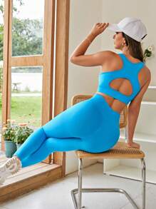 Cut Out Back Sports Set - Blue - View 4