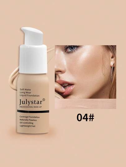 Julystar Oil Control Foundation, 30Ml Long-Lasting Full Coverage Liquid Foundation Cover Under Blemishes & Skin Discoloration