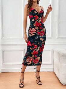 SHEIN Clasi Floral Print Cami Dress - Multicolor - View 3